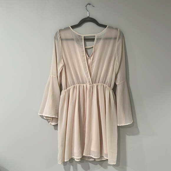 Paper Crane Sheer Lined Bell Sleeve Tunic Dress Xl - Picture 9 of 10